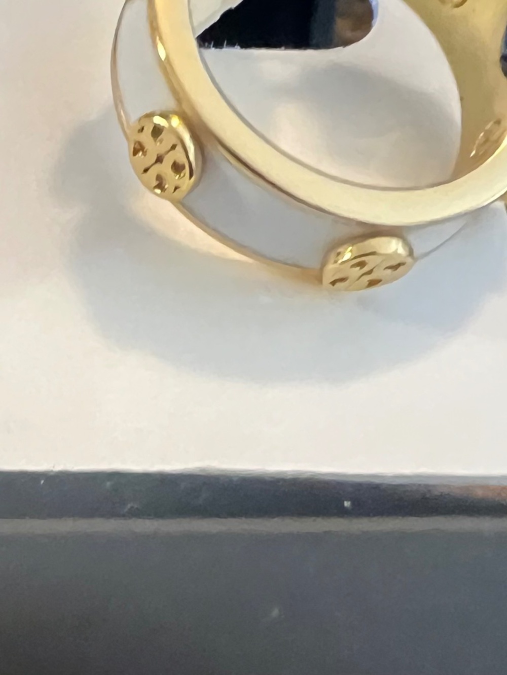 NWT Tory Burch Gold and White Small Hoop Earrings - Picture 5 of 7